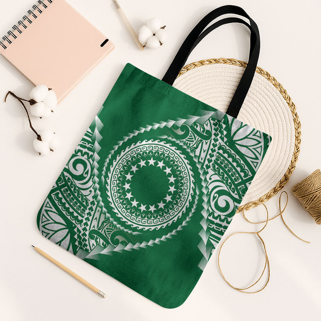 Cook Islands Gospel Day Tote Bag Green Tribal Curves LT05 Black Strap One Size Green - Polynesian Pride