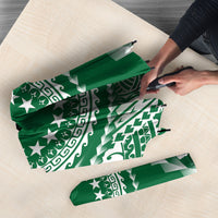Cook Islands Gospel Day Umbrella Green Tribal Curves