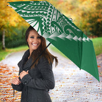Cook Islands Gospel Day Umbrella Green Tribal Curves