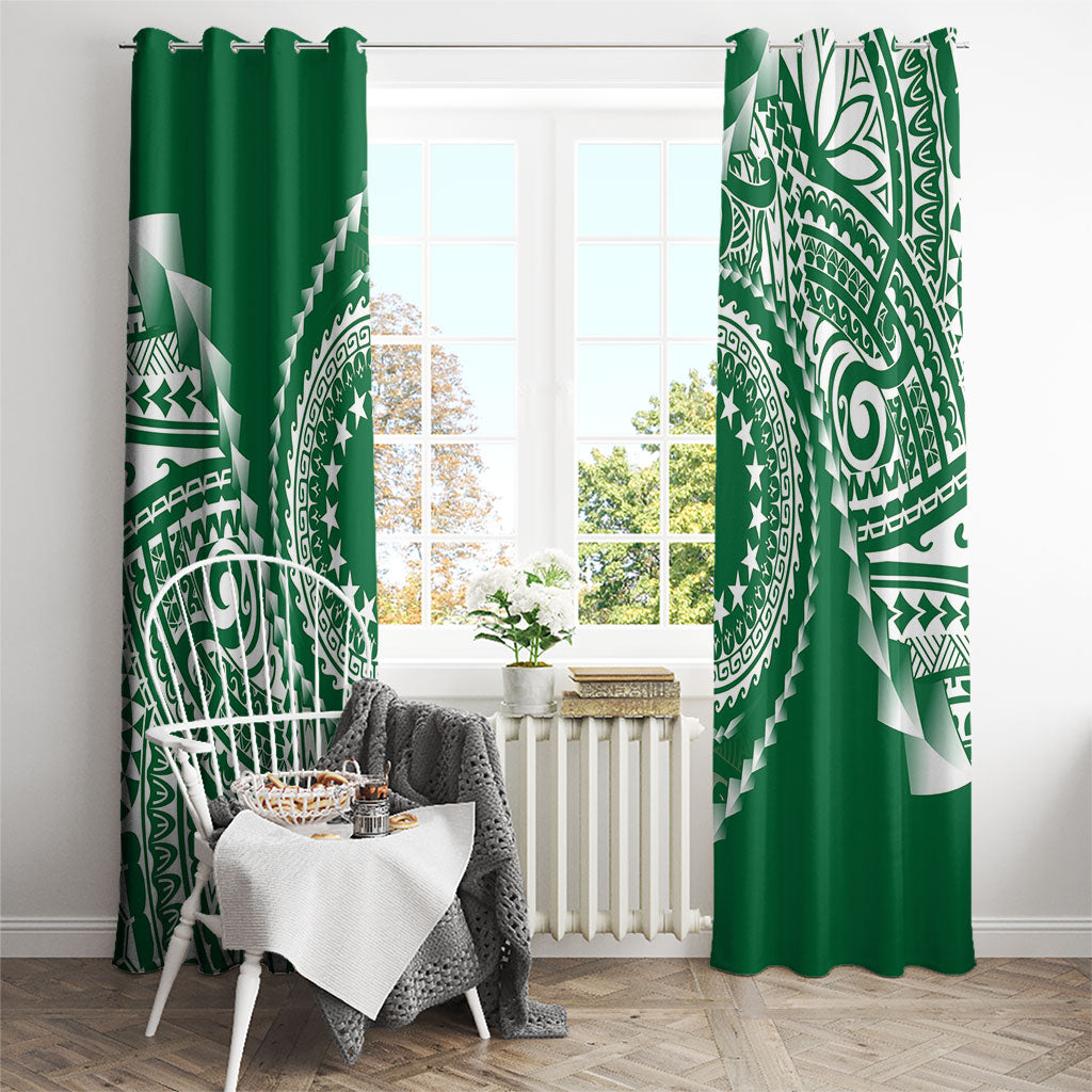 Cook Islands Gospel Day Window Curtain Green Tribal Curves