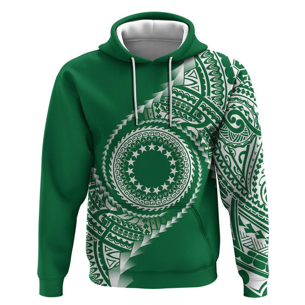 Cook Islands Gospel Day Zip Hoodie Green Tribal Curves