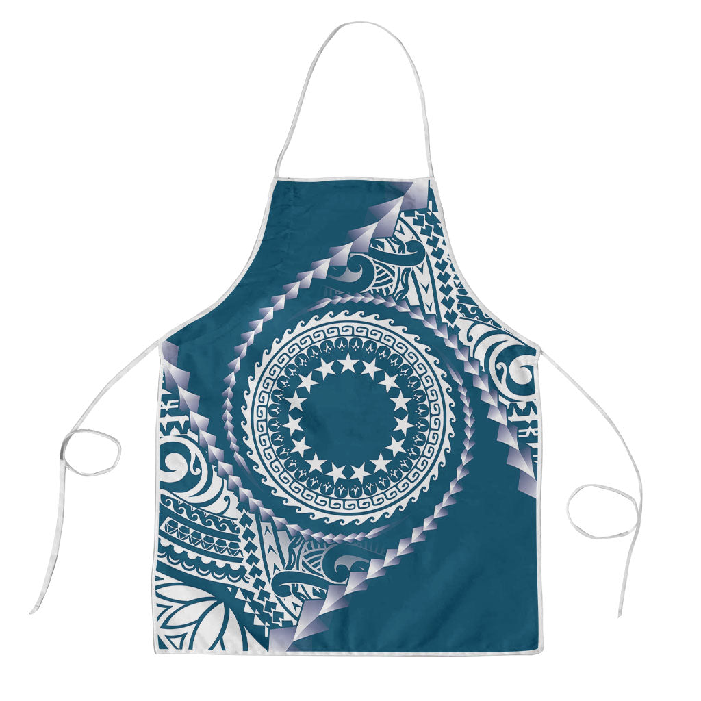 Cook Islands Gospel Day Apron Blue Tribal Curves LT05 Blue - Polynesian Pride