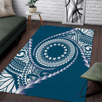 Cook Islands Gospel Day Area Rug Blue Tribal Curves