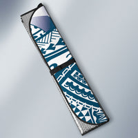 Cook Islands Gospel Day Auto Sun Shade Blue Tribal Curves