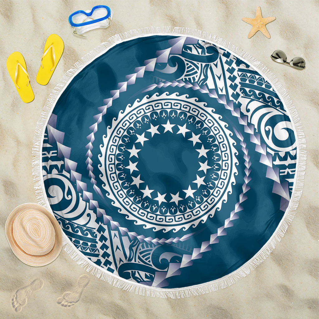 Cook Islands Gospel Day Beach Blanket Blue Tribal Curves