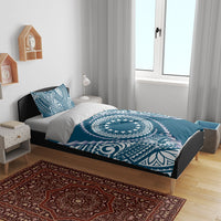 Cook Islands Gospel Day Bedding Set Blue Tribal Curves LT05 - Polynesian Pride