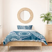 Cook Islands Gospel Day Bedding Set Blue Tribal Curves LT05 - Polynesian Pride