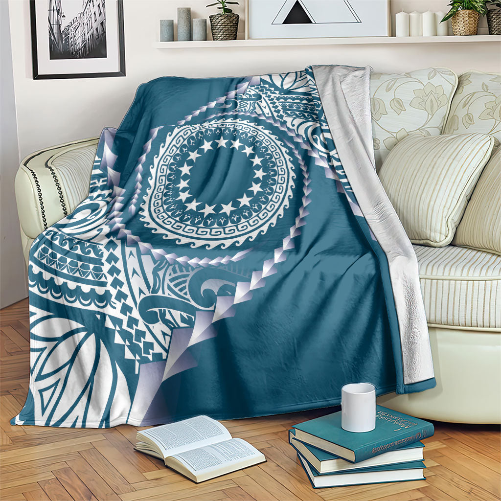 Cook Islands Gospel Day Blanket Blue Tribal Curves LT05 Blue - Polynesian Pride