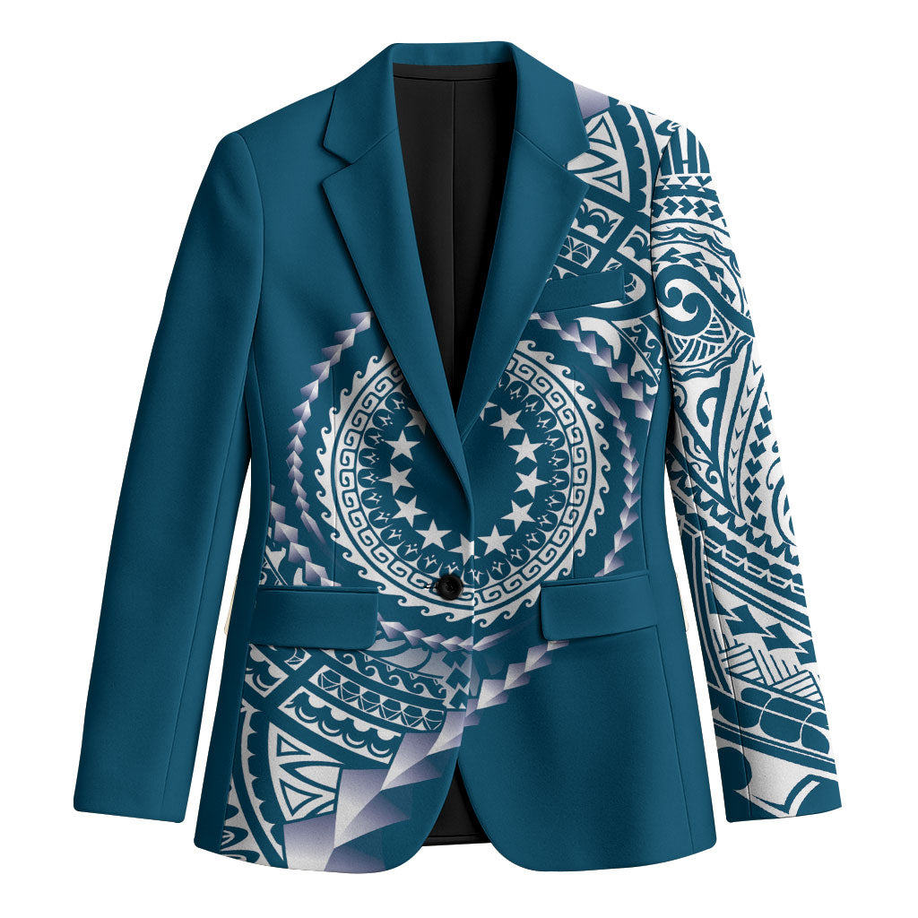 Cook Islands Gospel Day Blazer Blue Tribal Curves LT05 Unisex Blue - Polynesian Pride