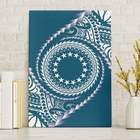 Cook Islands Gospel Day Canvas Wall Art Blue Tribal Curves