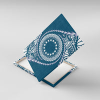 Cook Islands Gospel Day Canvas Wall Art Blue Tribal Curves