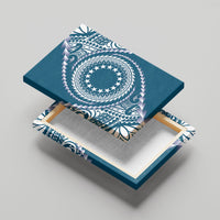 Cook Islands Gospel Day Canvas Wall Art Blue Tribal Curves