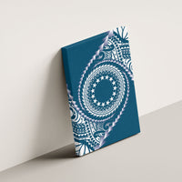 Cook Islands Gospel Day Canvas Wall Art Blue Tribal Curves