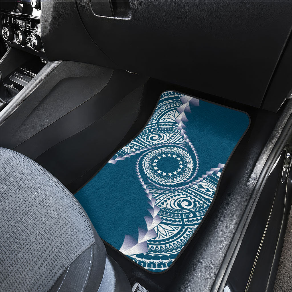 Cook Islands Gospel Day Car Mats Blue Tribal Curves