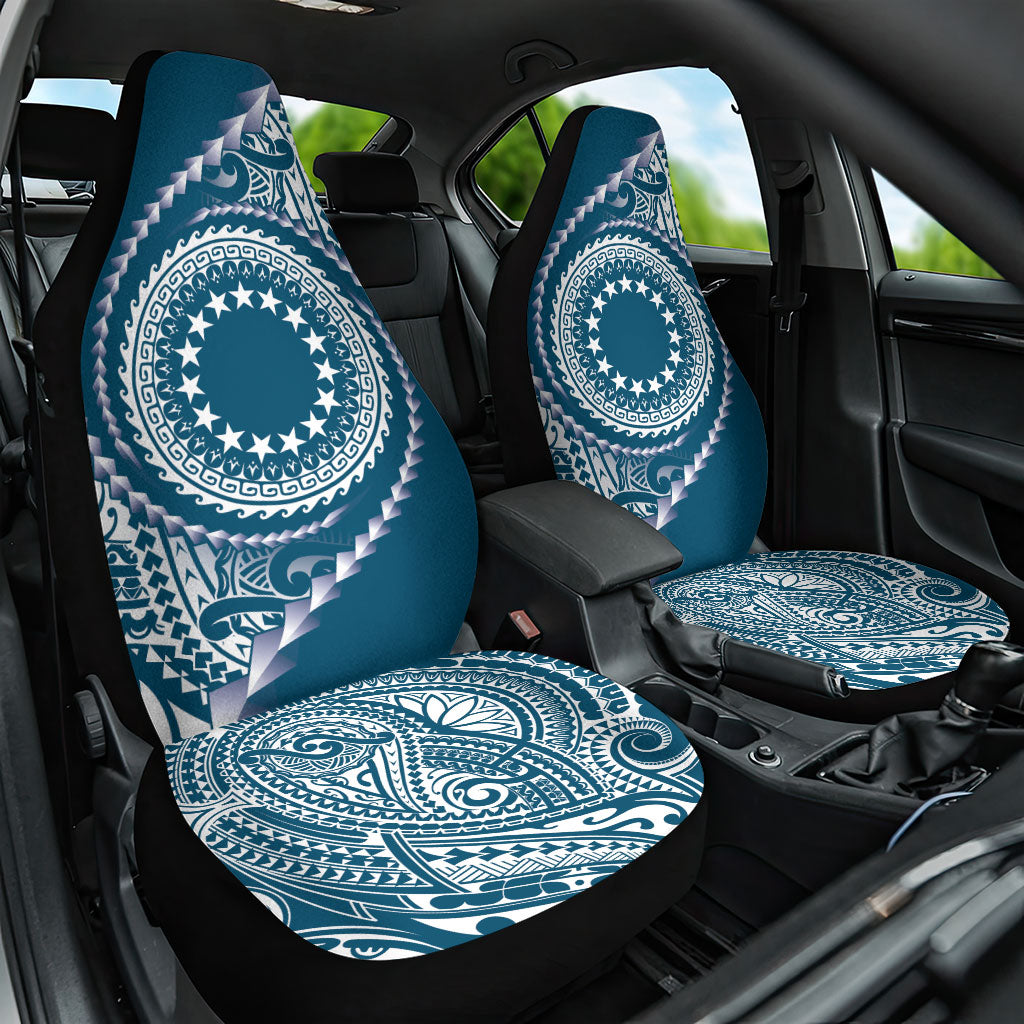 Cook Islands Gospel Day Car Seat Cover Blue Tribal Curves LT05 One Size Blue - Polynesian Pride