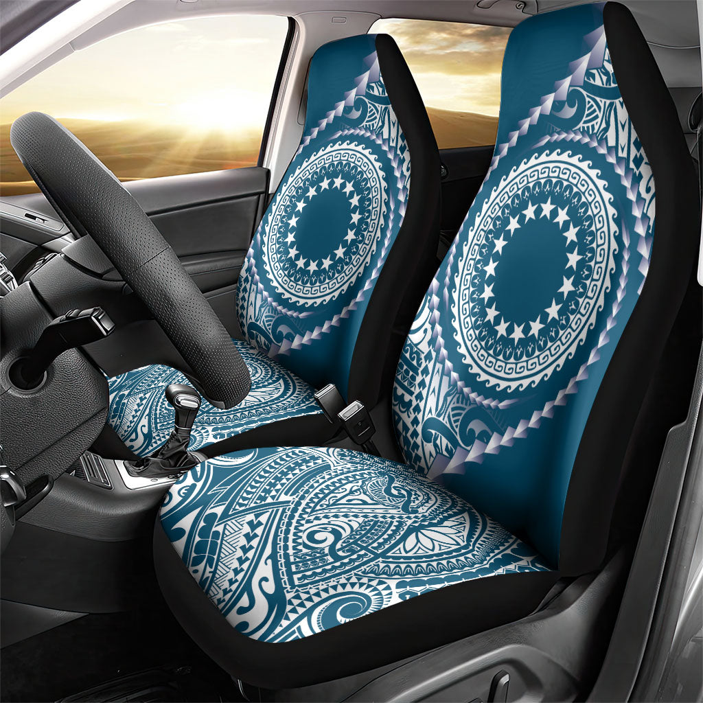 Cook Islands Gospel Day Car Seat Cover Blue Tribal Curves