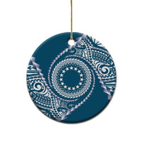 Cook Islands Gospel Day Ceramic Ornament Blue Tribal Curves LT05 - Polynesian Pride