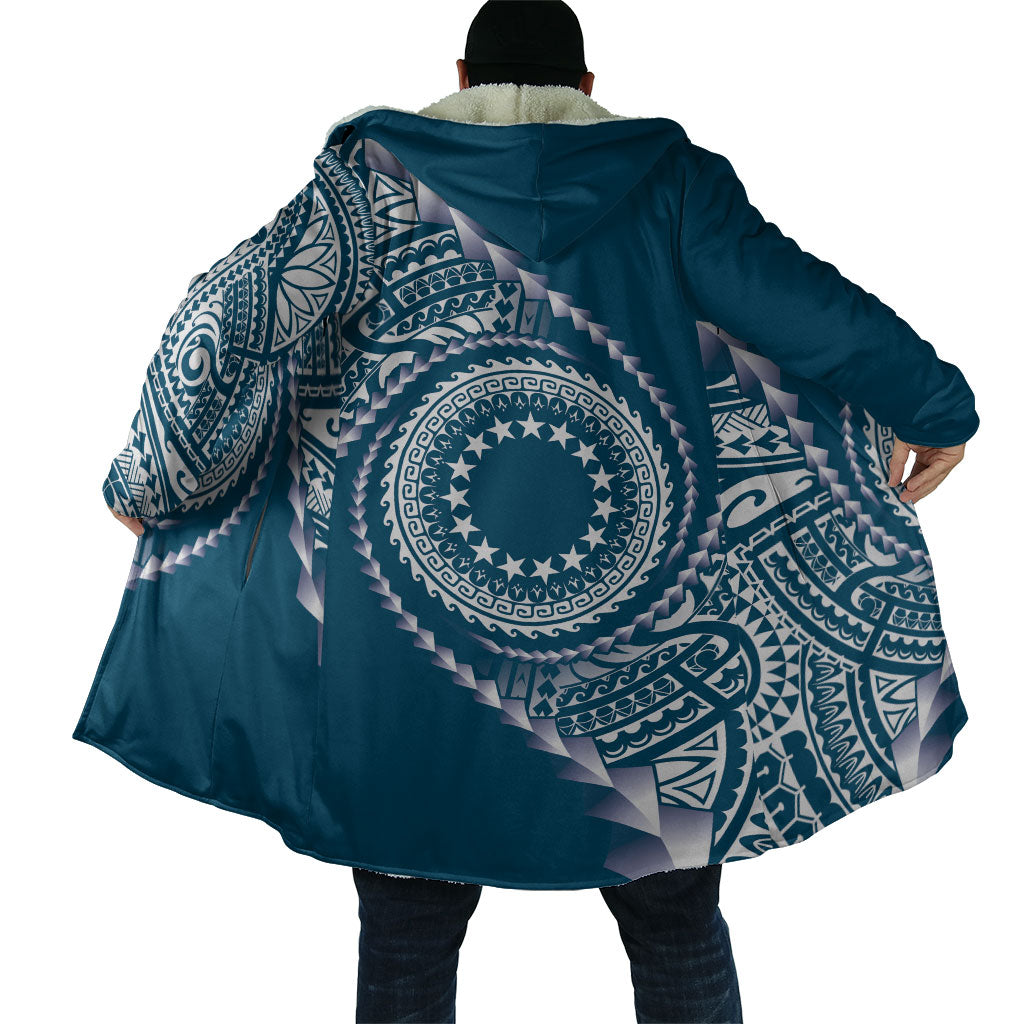 Cook Islands Gospel Day Cloak Blue Tribal Curves