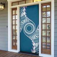 Cook Islands Gospel Day Door Cover Blue Tribal Curves