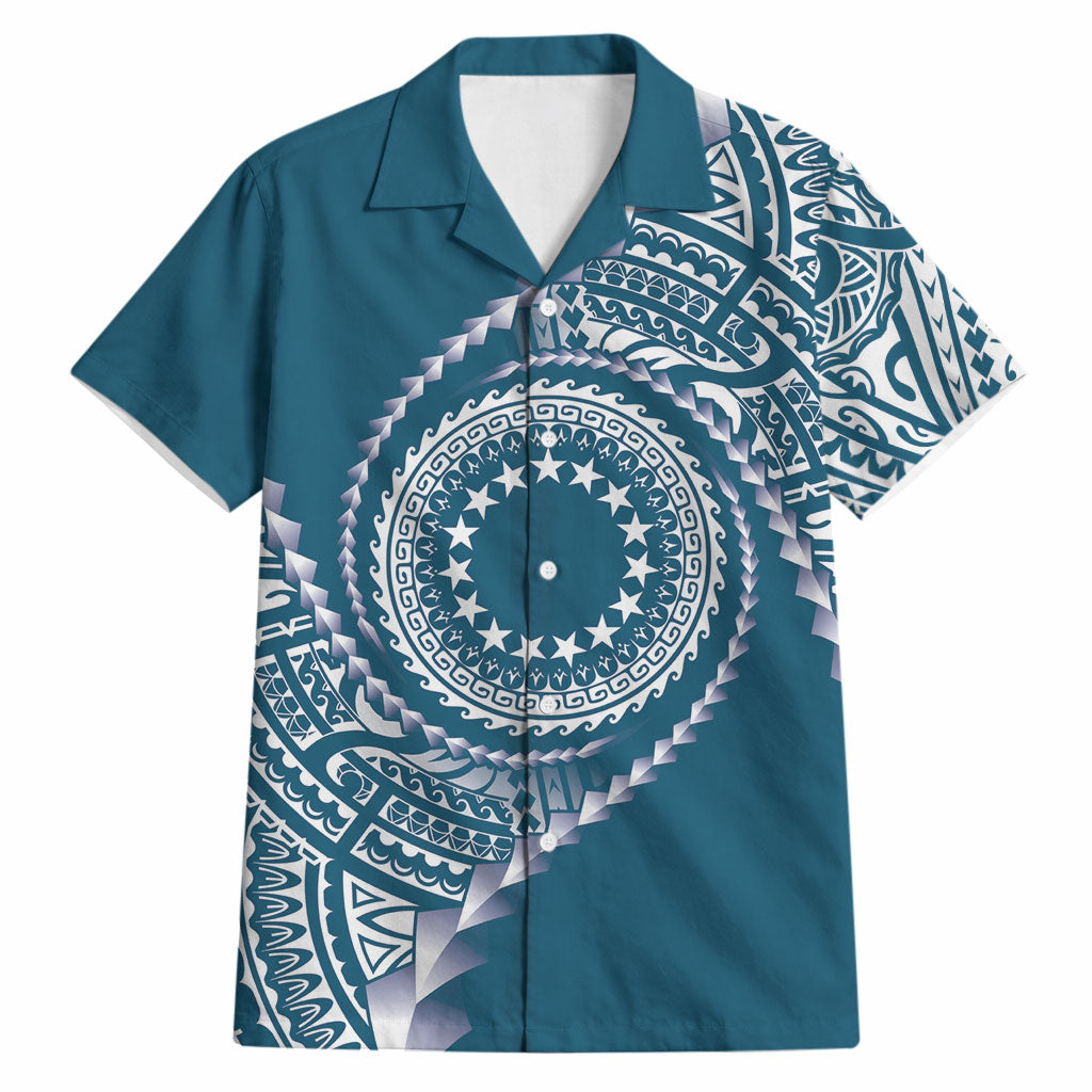 Cook Islands Gospel Day Hawaiian Shirt Blue Tribal Curves LT05 Blue - Polynesian Pride