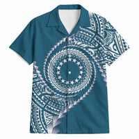 Cook Islands Gospel Day Hawaiian Shirt Blue Tribal Curves