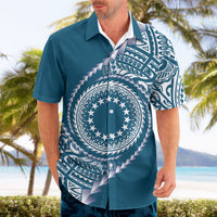 Cook Islands Gospel Day Hawaiian Shirt Blue Tribal Curves