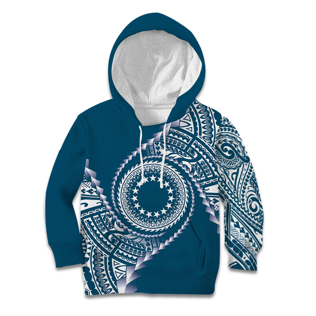 Cook Islands Gospel Day Kid Hoodie Blue Tribal Curves LT05 Hoodie Blue - Polynesian Pride