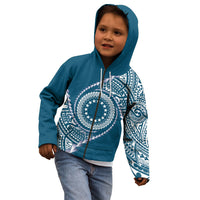 Cook Islands Gospel Day Kid Hoodie Blue Tribal Curves