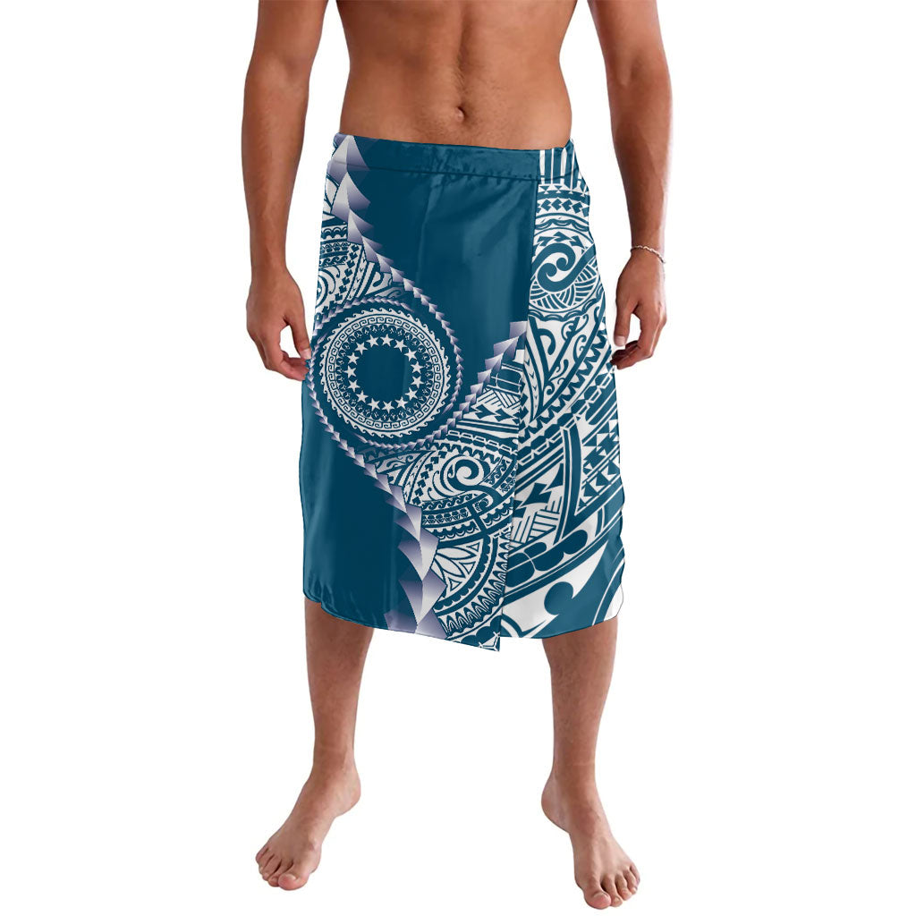 Cook Islands Gospel Day Lavalava Blue Tribal Curves LT05 Blue - Polynesian Pride