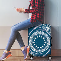 Cook Islands Gospel Day Luggage Cover Blue Tribal Curves