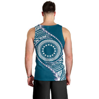 Cook Islands Gospel Day Men Tank Top Blue Tribal Curves