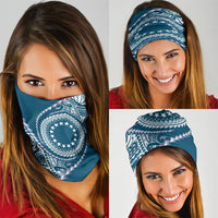 Cook Islands Gospel Day Neck Gaiter Blue Tribal Curves