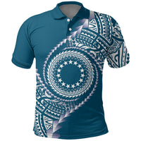 Cook Islands Gospel Day Polo Shirt Blue Tribal Curves