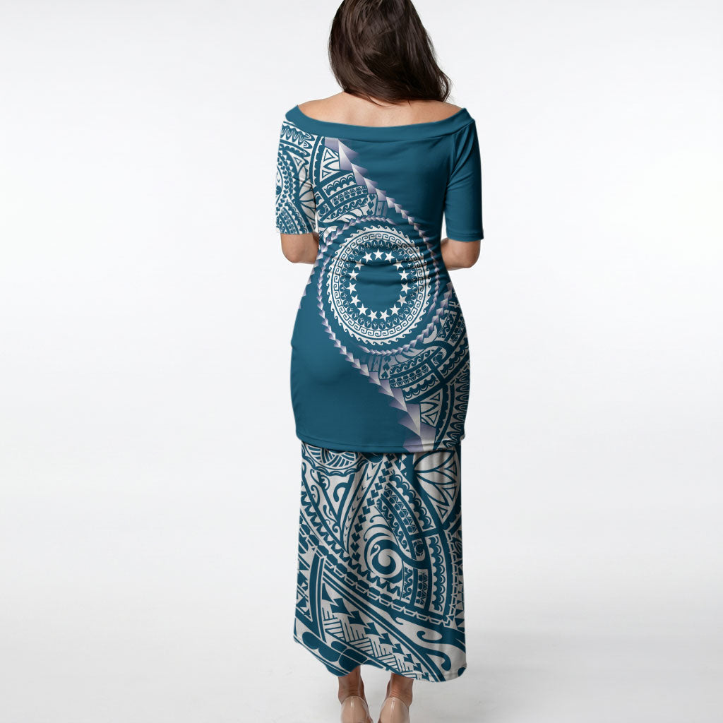 Cook Islands Gospel Day Puletasi Blue Tribal Curves
