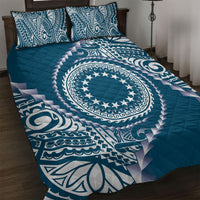 Cook Islands Gospel Day Quilt Bed Set Blue Tribal Curves