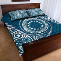 Cook Islands Gospel Day Quilt Bed Set Blue Tribal Curves