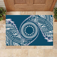 Cook Islands Gospel Day Rubber Doormat Blue Tribal Curves