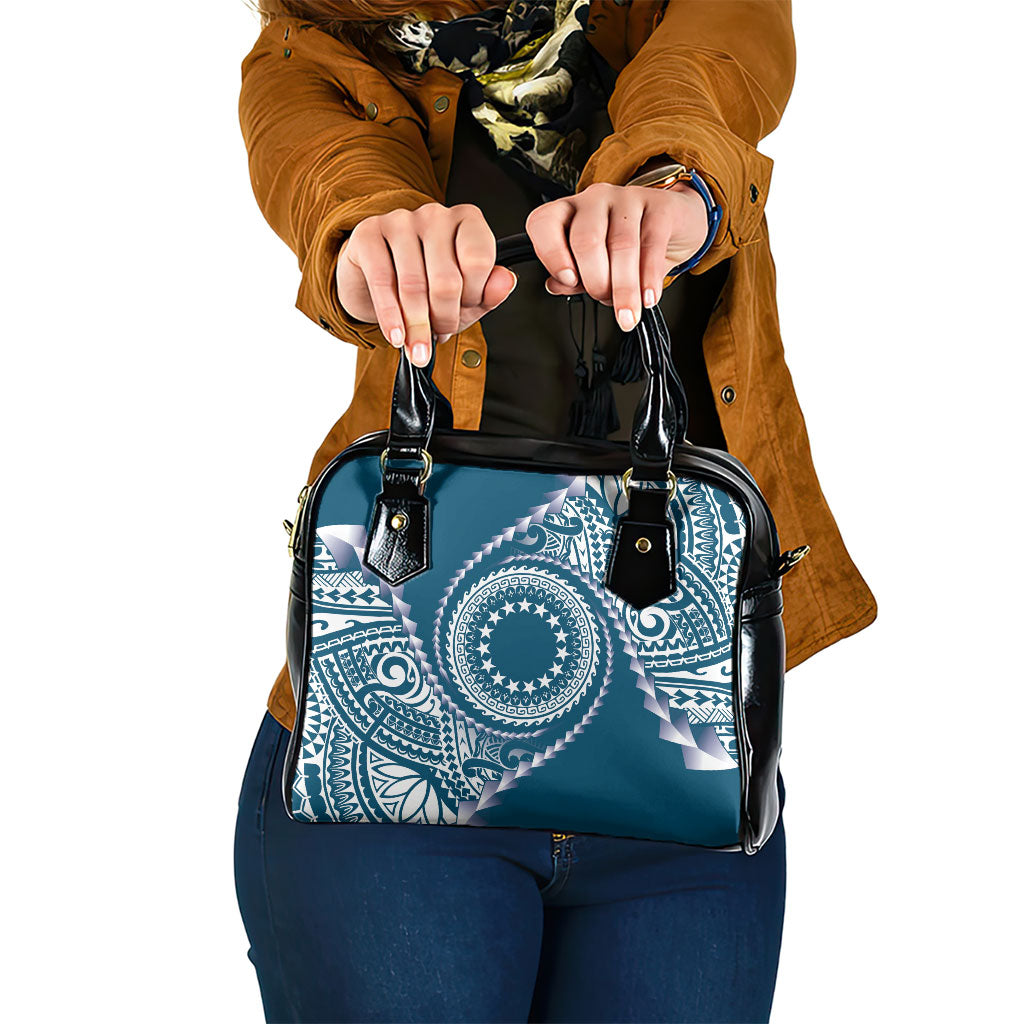 Cook Islands Gospel Day Shoulder Handbag Blue Tribal Curves