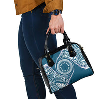 Cook Islands Gospel Day Shoulder Handbag Blue Tribal Curves