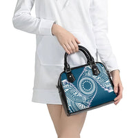 Cook Islands Gospel Day Shoulder Handbag Blue Tribal Curves