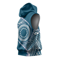 Cook Islands Gospel Day Sleeveless Hoodie Blue Tribal Curves