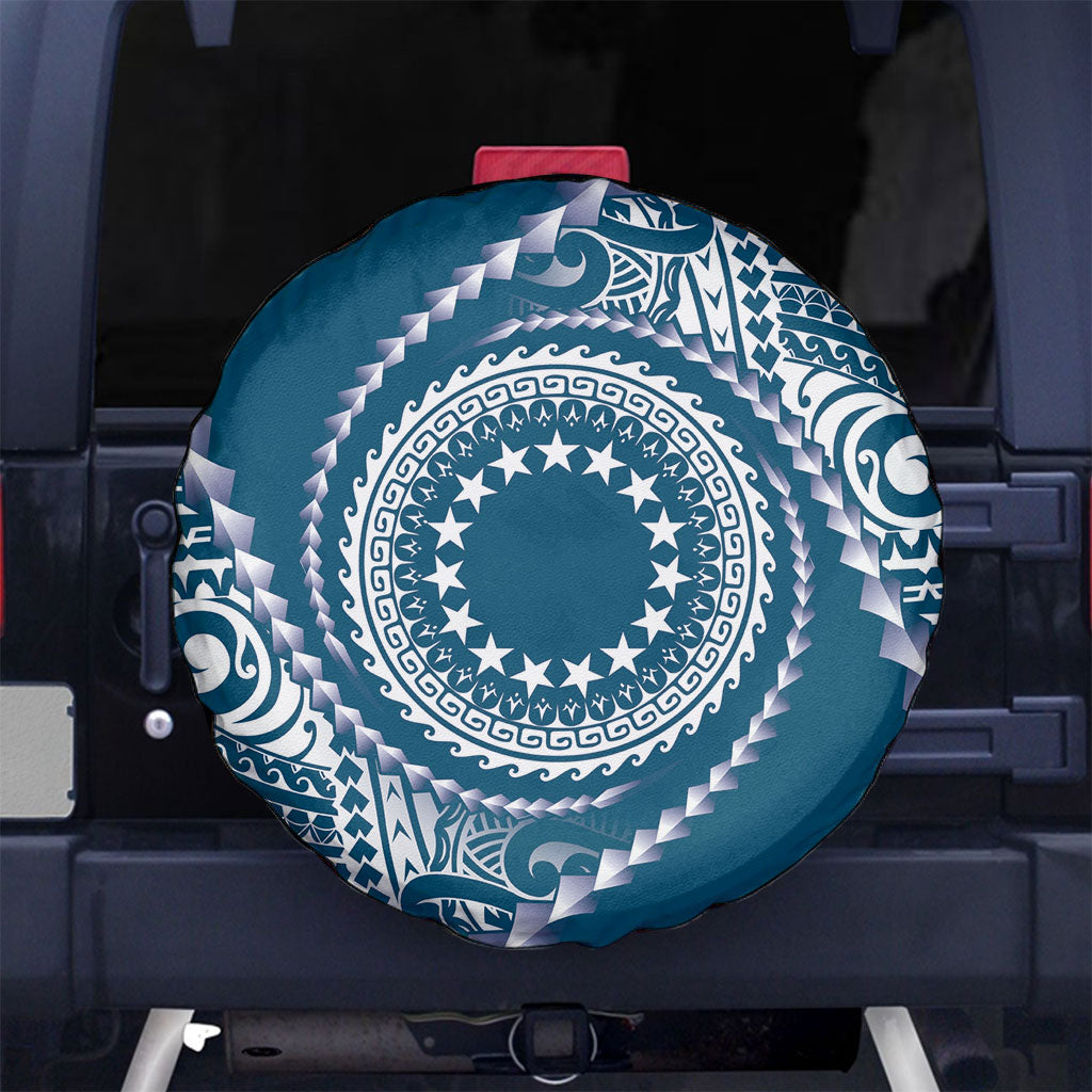 Cook Islands Gospel Day Spare Tire Cover Blue Tribal Curves LT05 No hole Blue - Polynesian Pride