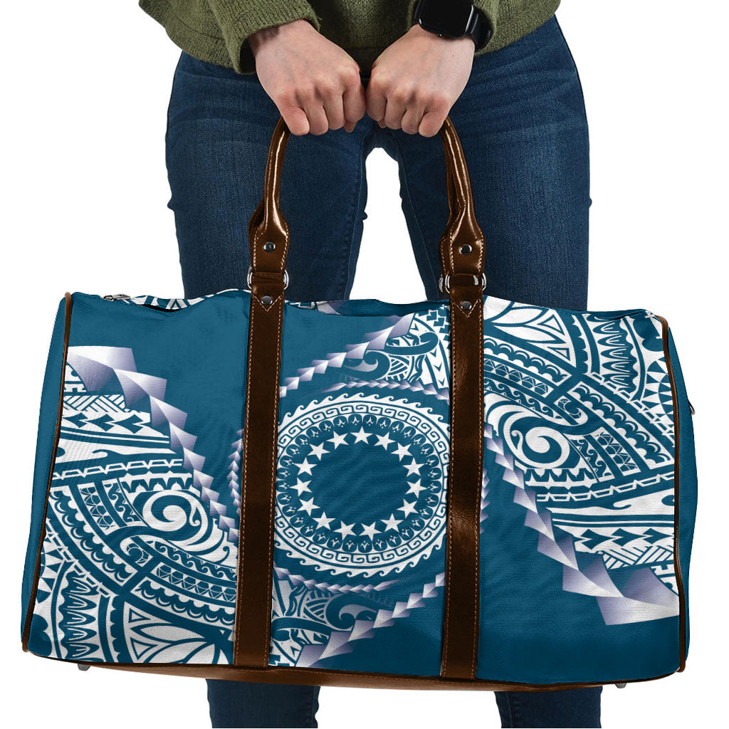 Cook Islands Gospel Day Travel Bag Blue Tribal Curves
