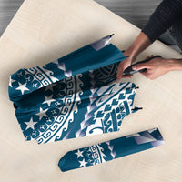 Cook Islands Gospel Day Umbrella Blue Tribal Curves