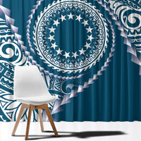 Cook Islands Gospel Day Window Curtain Blue Tribal Curves