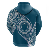 Cook Islands Gospel Day Zip Hoodie Blue Tribal Curves