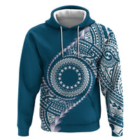 Cook Islands Gospel Day Zip Hoodie Blue Tribal Curves