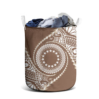 Cook Islands Gospel Day Laundry Basket Brown Tribal Curves