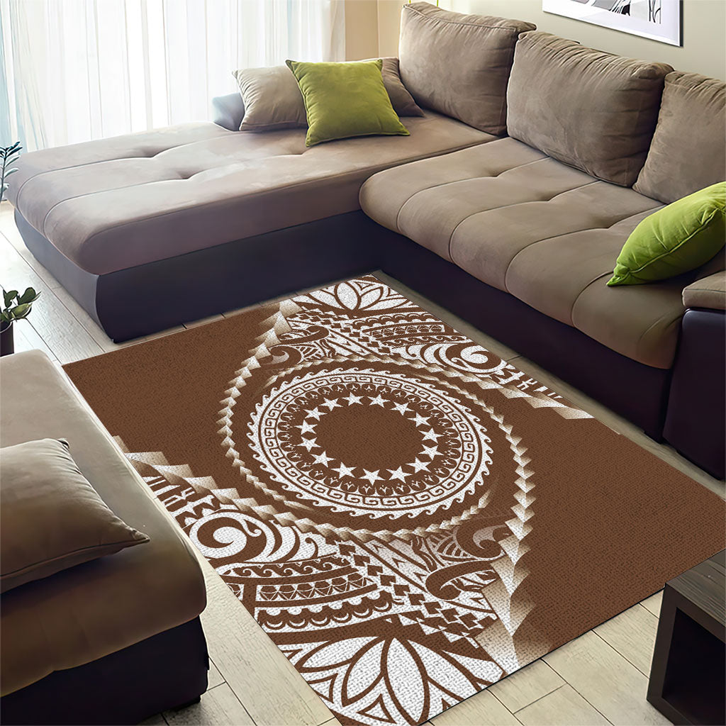 Cook Islands Gospel Day Area Rug Brown Tribal Curves