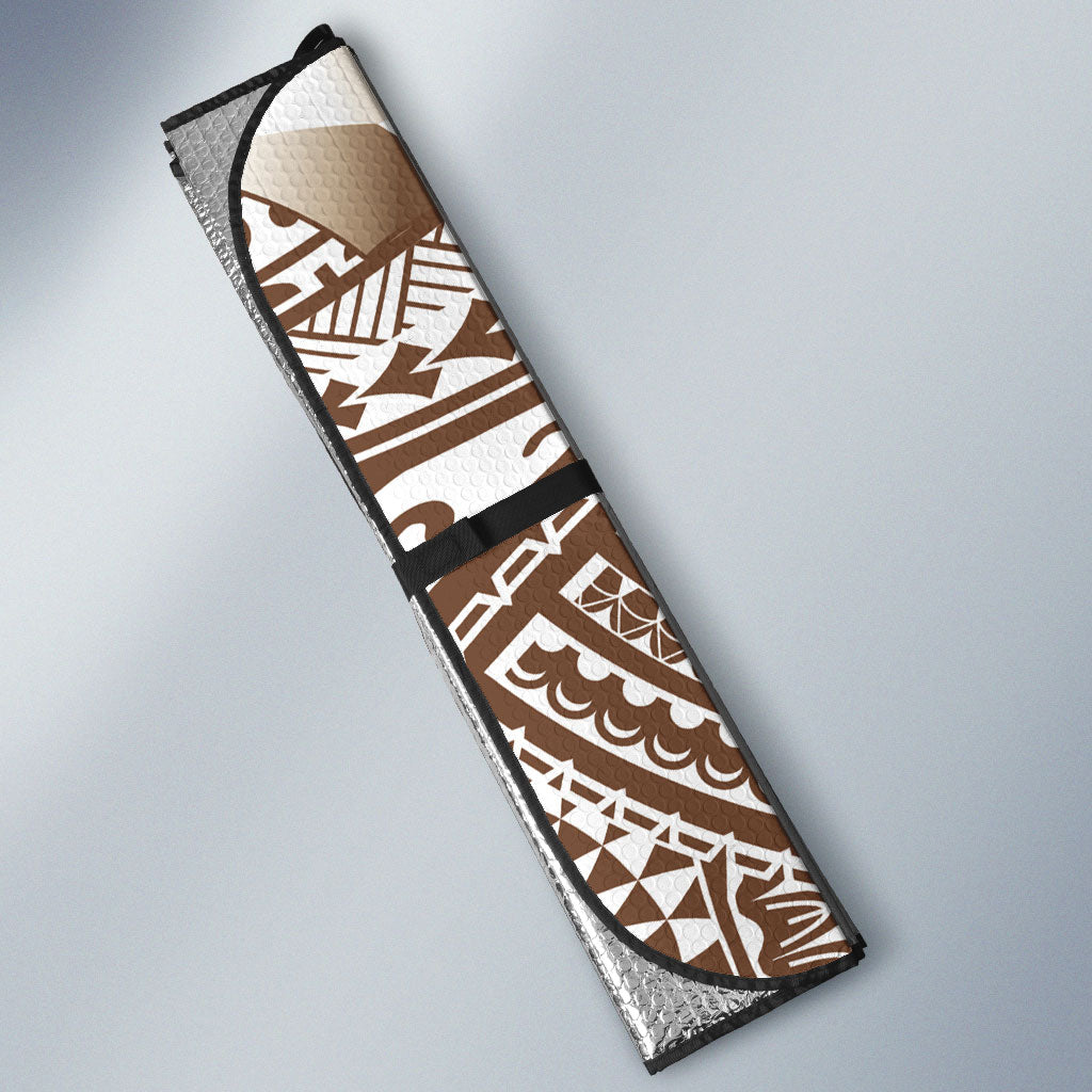 Cook Islands Gospel Day Auto Sun Shade Brown Tribal Curves